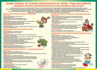 Таблица "Правила безопасности на уроках труда для девочек" (100х140 сантиметров, винил) - fgospostavki.ru - Уссурийск
