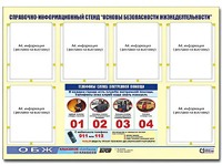 Стенд информационный "Основы безопасности жизнедеятельности" (80*110, 6 карманов) - fgospostavki.ru - Уссурийск