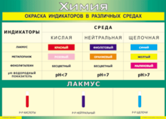 Таблица "Окраска индикаторов в различных средах" (100х140 сантиметров, винил) - fgospostavki.ru - Уссурийск
