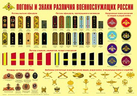 Плакат "Погоны и знаки различия военнослужащих России" - fgospostavki.ru - Уссурийск