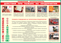 Таблица "Действия при пожаре на предприятии" (100х140 сантиметров, винил) - fgospostavki.ru - Уссурийск