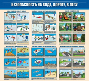 Стенд "Безопасность на воде, дороге, в лесу" - fgospostavki.ru - Уссурийск