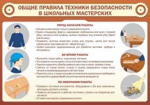 Стенд "Общие правила техники безопасности в школьных мастерских" - fgospostavki.ru - Уссурийск