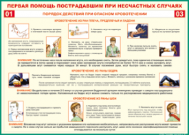 Таблица "Порядок действий при опасном кровотечении" (100х140 сантиметров, винил) - fgospostavki.ru - Уссурийск
