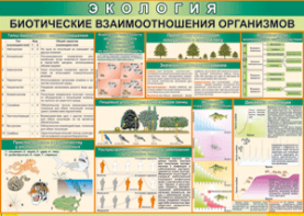 Таблица "Биотические взаимоотношения организмов" (100х140 сантиметров, винил) - fgospostavki.ru - Уссурийск