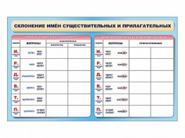 Фрагмент (демонстрационный) маркерный (двухсторонний) "Склонение имен существительных и прилагательных" - fgospostavki.ru - Уссурийск